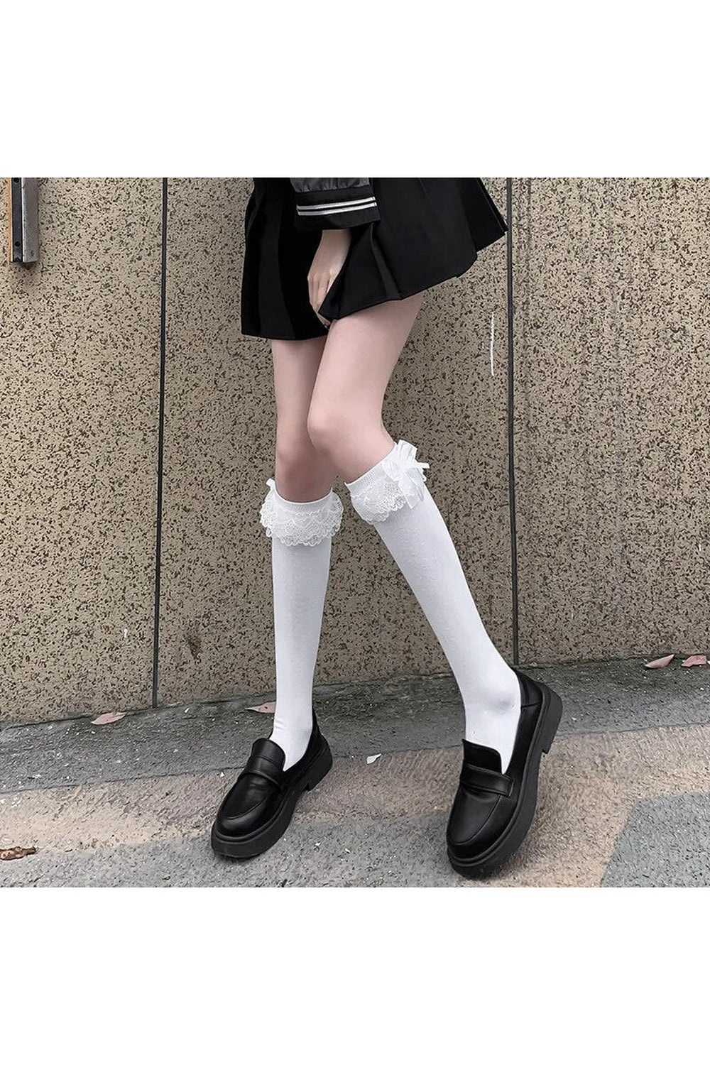 Kawaii Layered Bow Stockings white 2 one size Shoptery