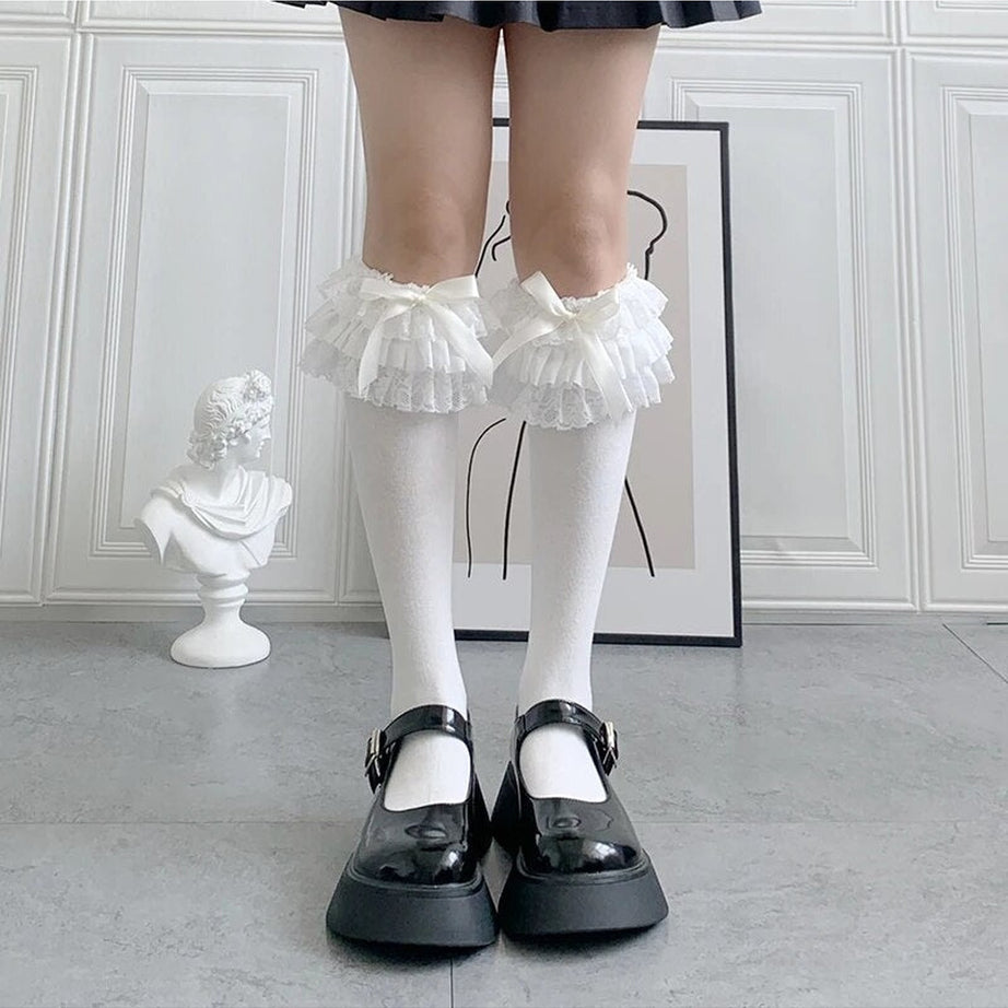 Kawaii Layered Bow Stockings Shoptery
