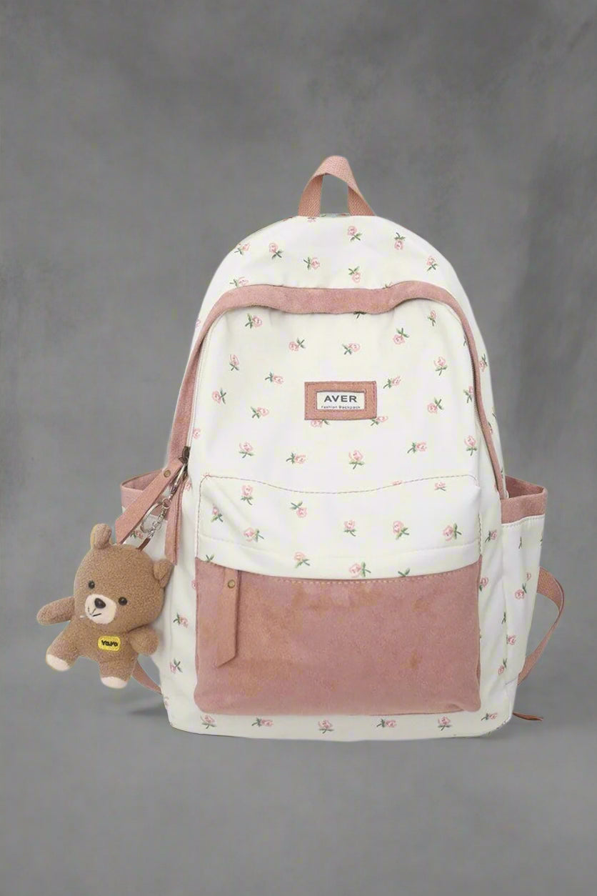 Kawaii Pattern Laptop Backpack pink Shoptery