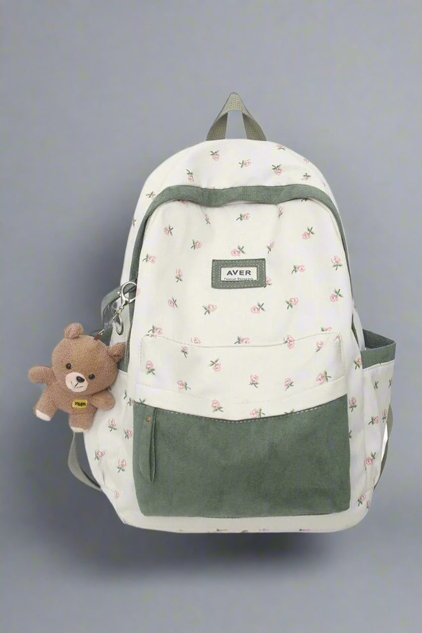 Kawaii Pattern Laptop Backpack green Shoptery