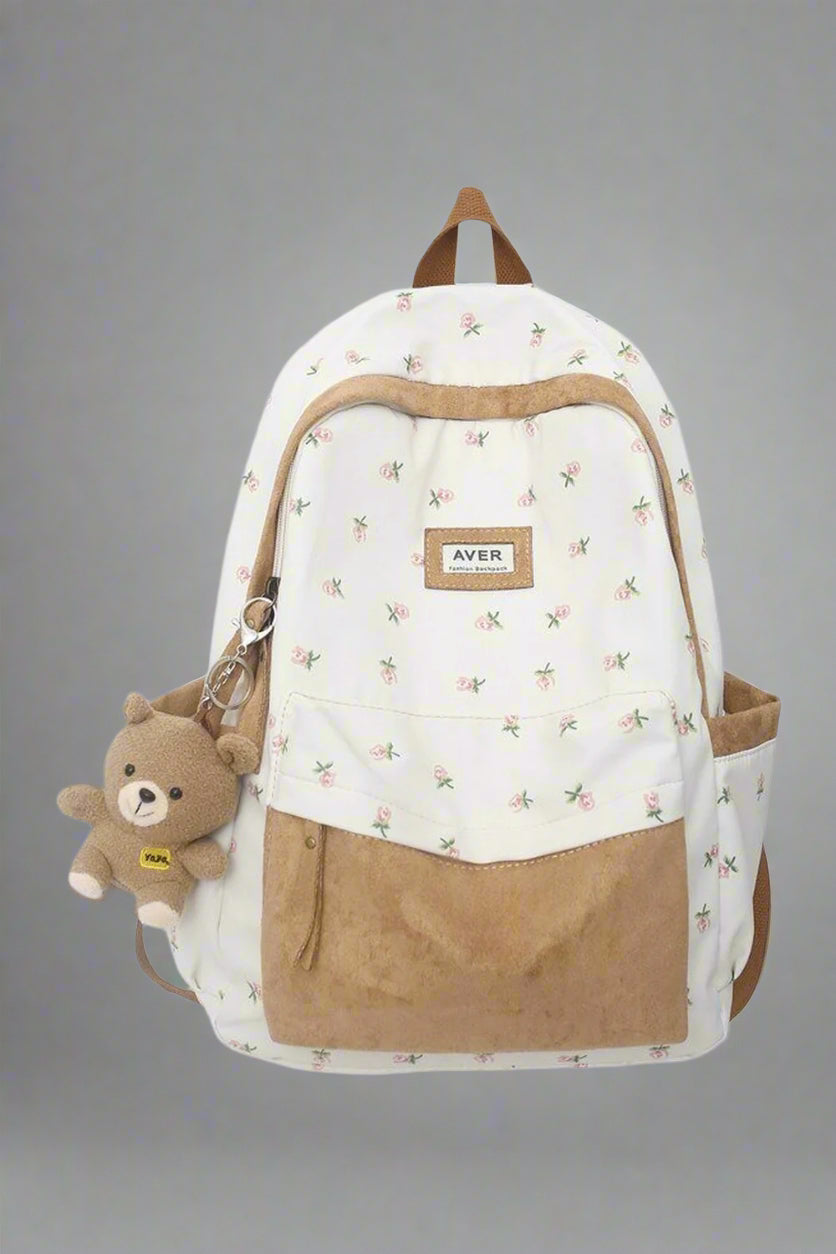 Kawaii Pattern Laptop Backpack khaki Shoptery