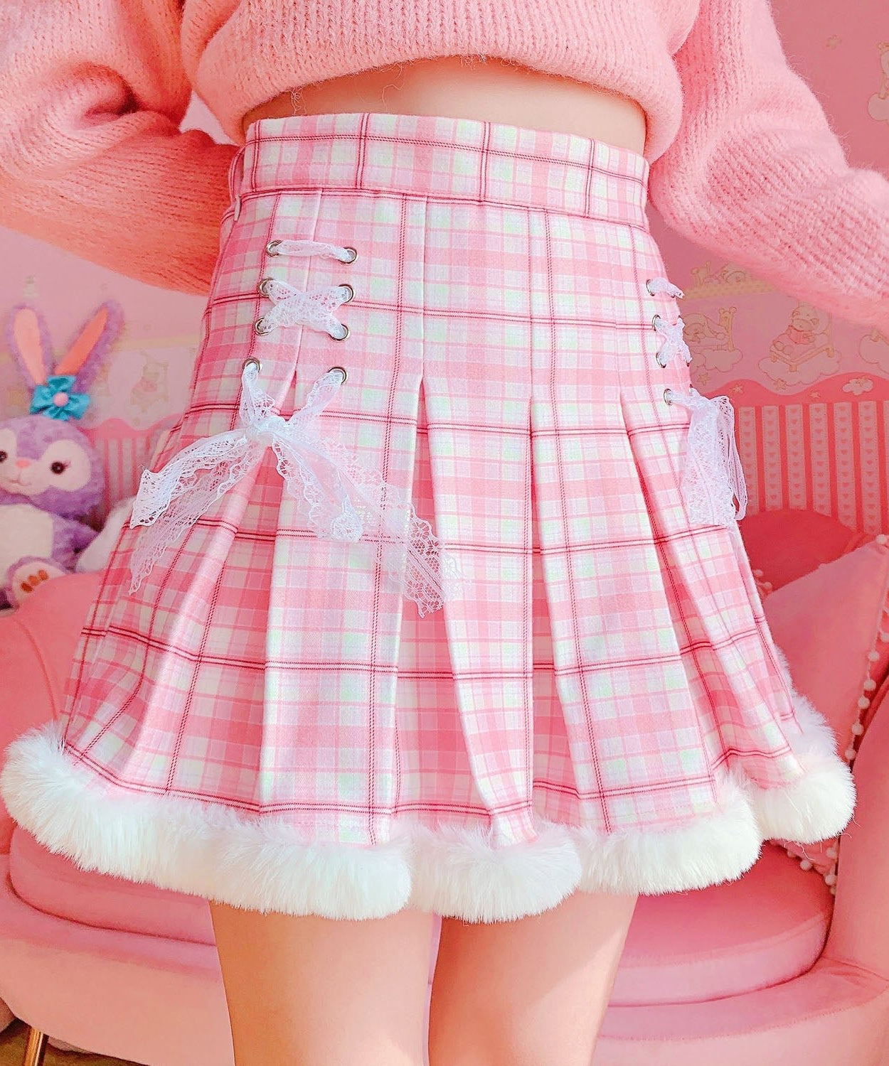 Kawaii Plaid Mini Skirt - Skirts