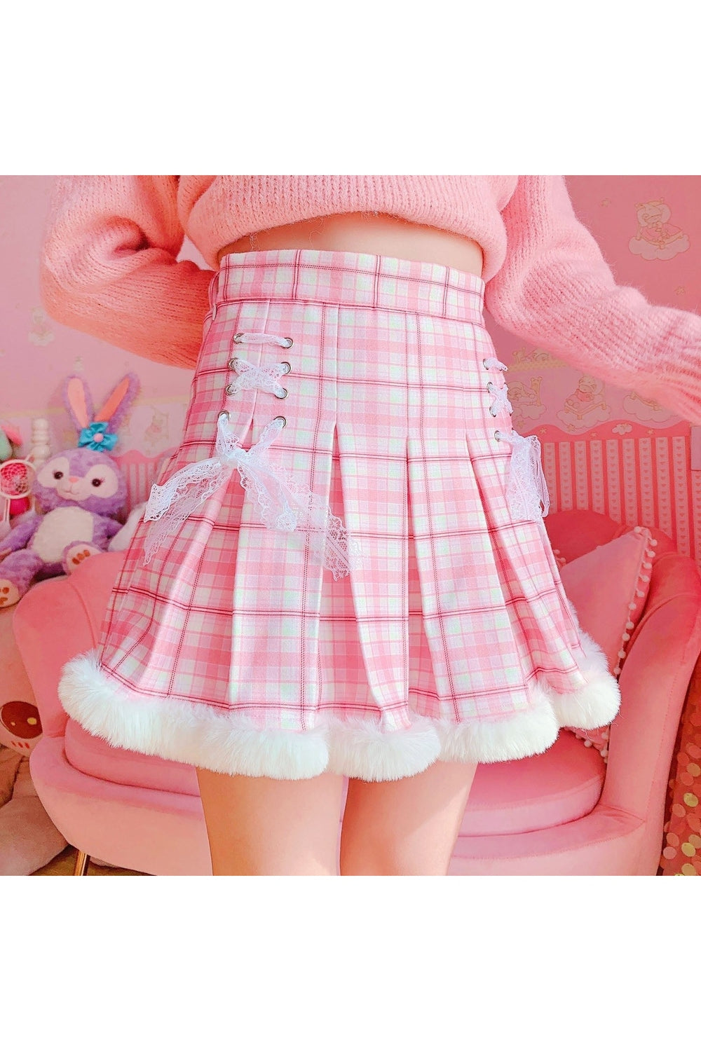 Kawaii Plaid Mini Skirt - Skirts