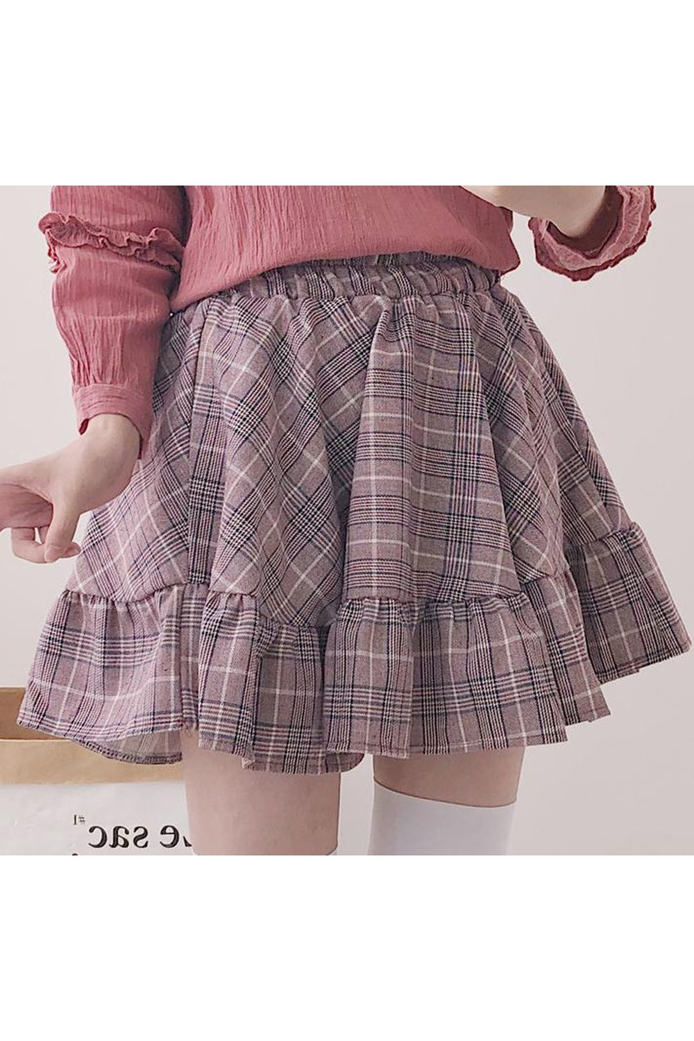 Kawaii Plaid ruffle mini skirt - Skirts