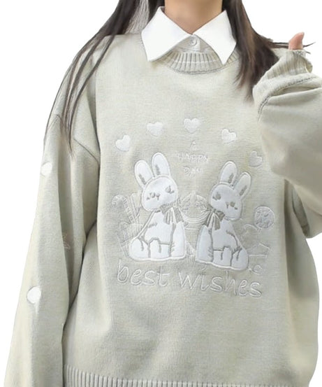 Kawaii Rabbit Loose Sweatshirt - Sweatshirts