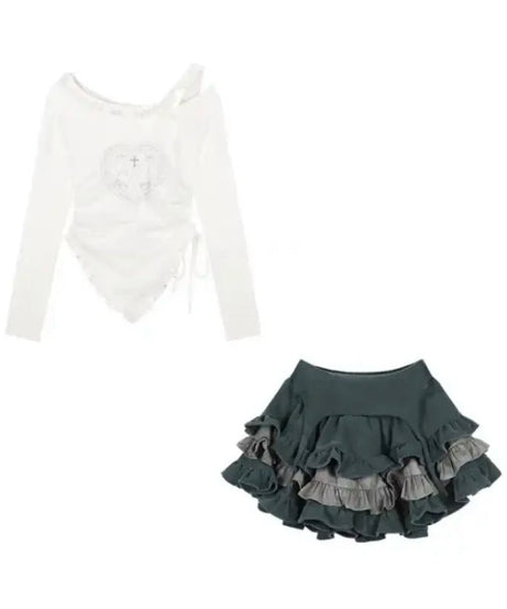 Kawaii Rabbit Print Skirt Set -