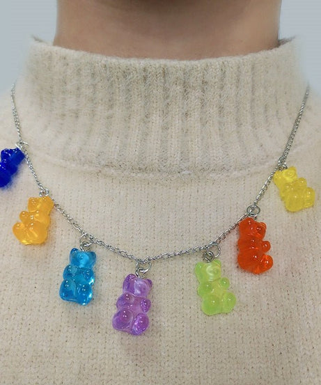 Kidcore Necklace with colorful bears - Necklaces
