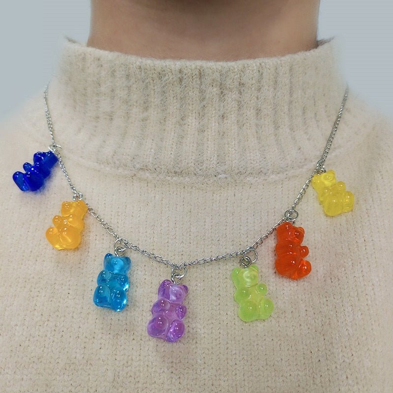 Kidcore Necklace with colorful bears - Necklaces