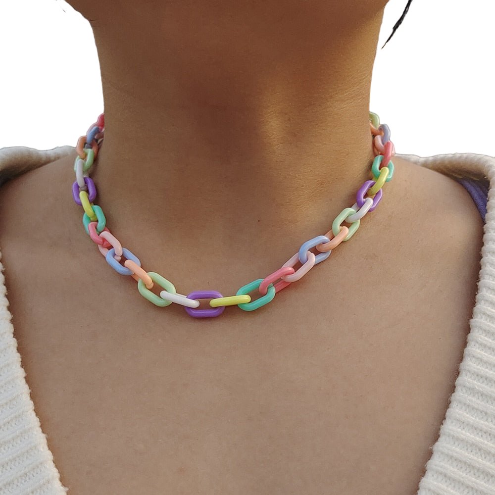 Kidcore Rainbow Chain Necklace -