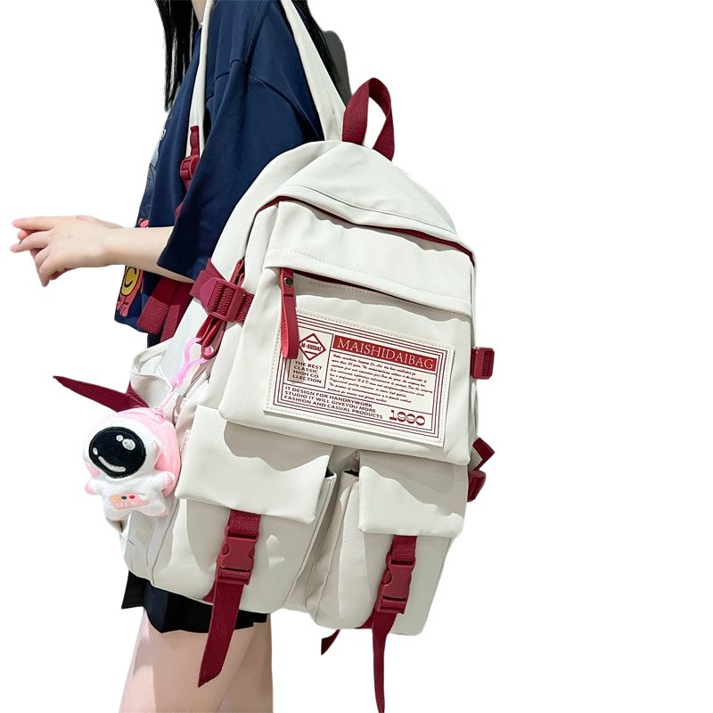 Korean Aesthetic Multipocket Nylon Backpack - Backpacks