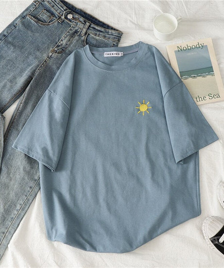 Korean Casual T-shirt with print - T-shirts