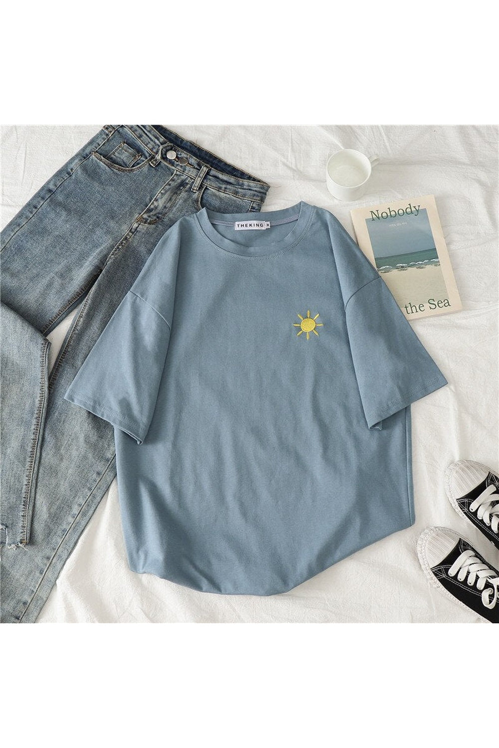 Korean Casual T-shirt with print - T-shirts