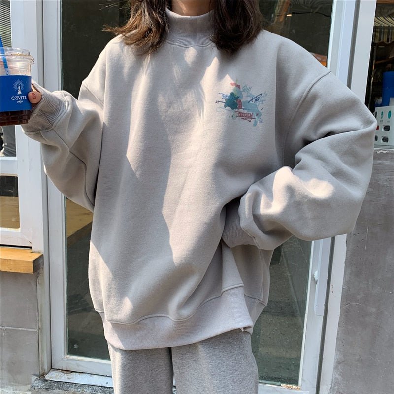 Korean Fashion Printed sweatshirt - Sweatshirts