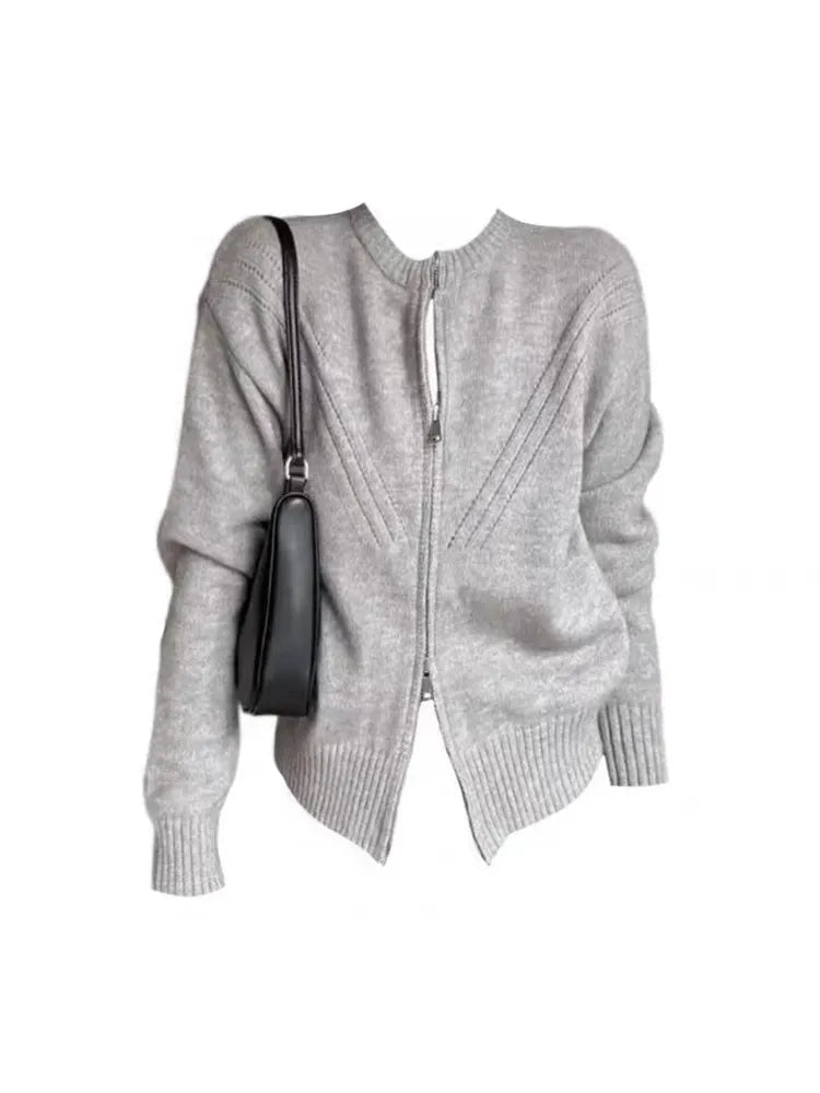Korean Grey Knit Cardigan -