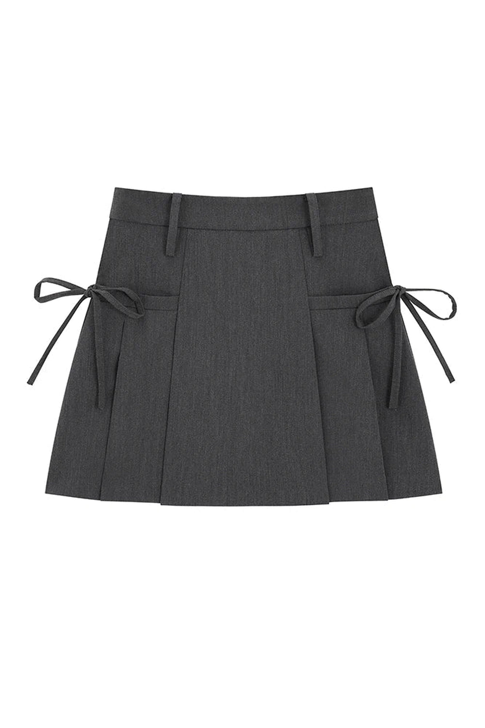 Retro Lace Up Pleated Summer Skirt GRAY Shoptery