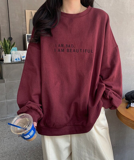 Korean Letter print sweatshirt - Sweatshirts