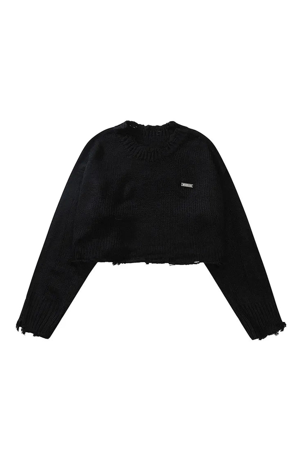 Korean O-Neck Long Sleeve Crop Sweater -