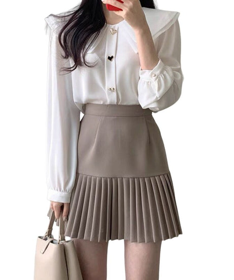Korean Preppy Pleated Mini Skirt - Skirts