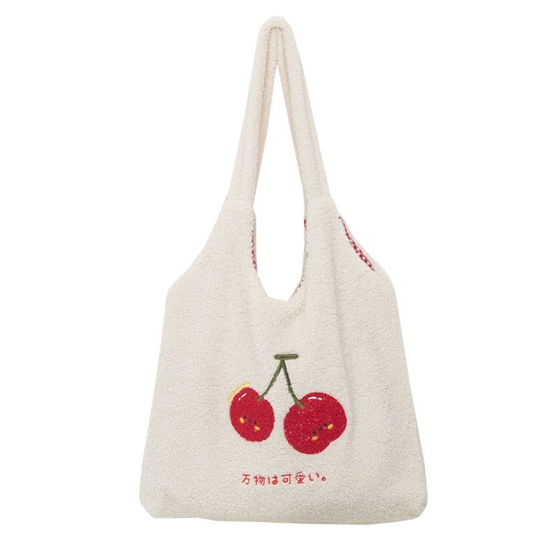Korean Softie Plush Cherry Shoulder Bag - Bags