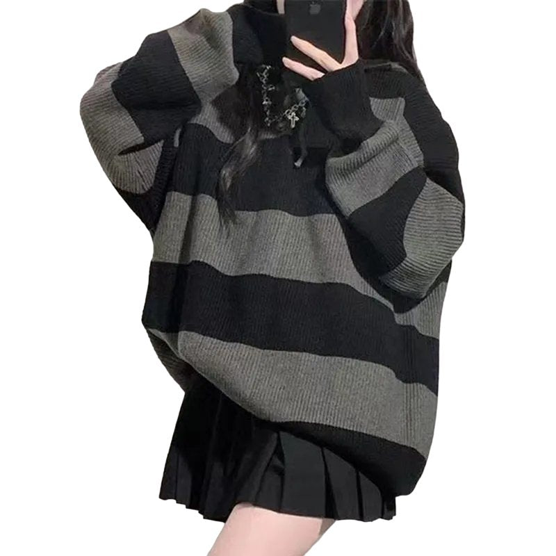 Korean Stripe Knit Sweater -
