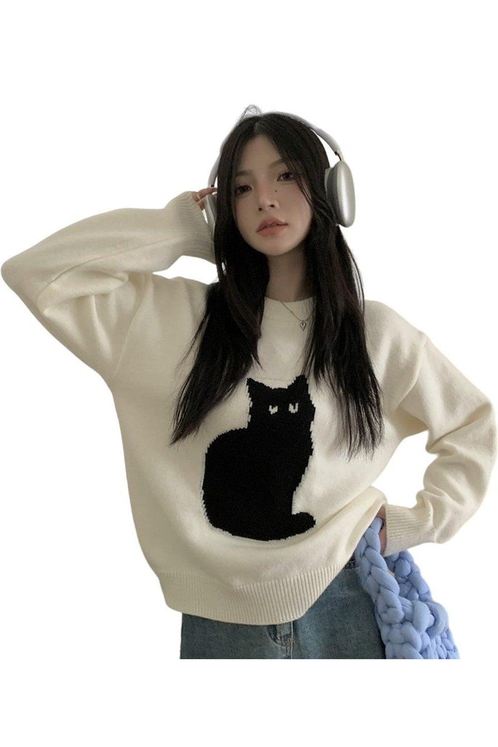 Korean Style Cute Cat Sweater - Sweaters