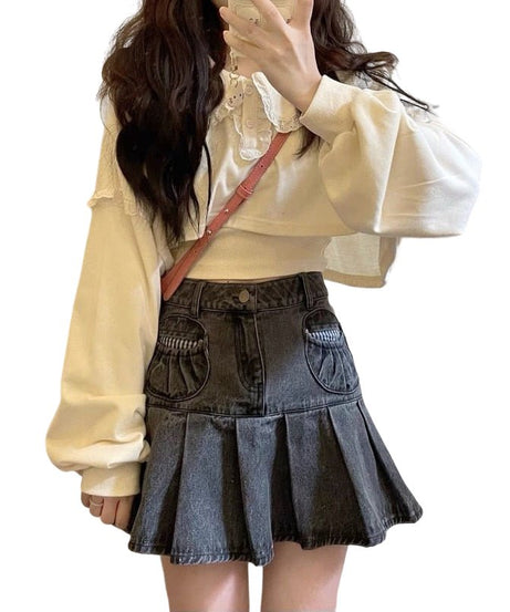 Lace Kawaii Cute Blouse - Blouses