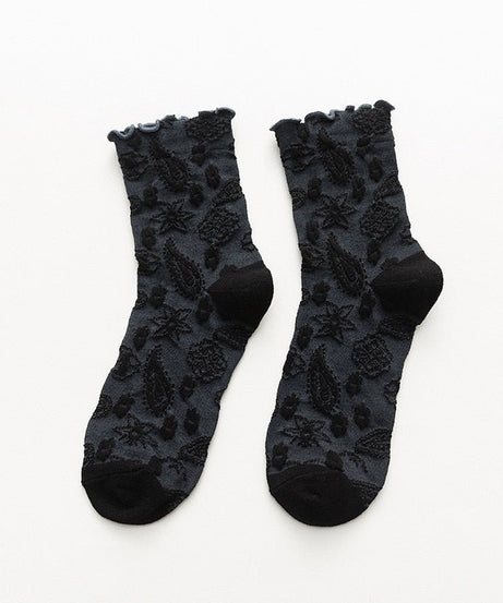 Lace Ruffle Embroidery Socks - Socks