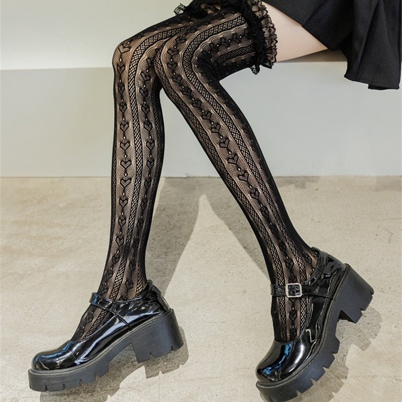 Lace Thigh Knee Socks - Socks