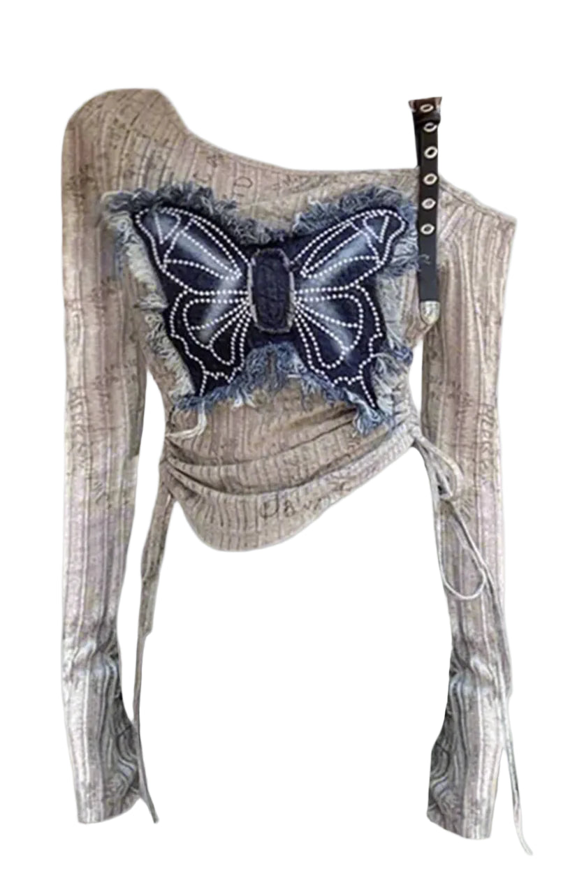 Edgy Lace-Up Gothic Crop Top Brown One Size Shoptery