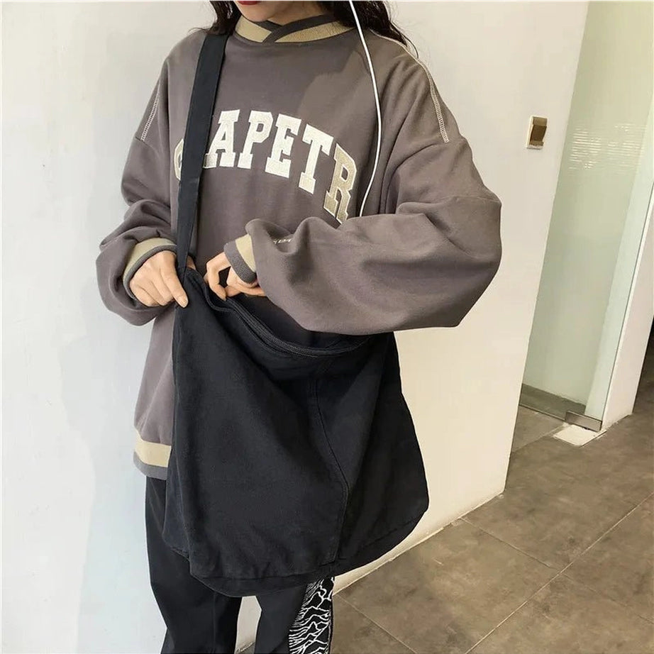 Retro Large Canvas Shopper Handbags Shoptery