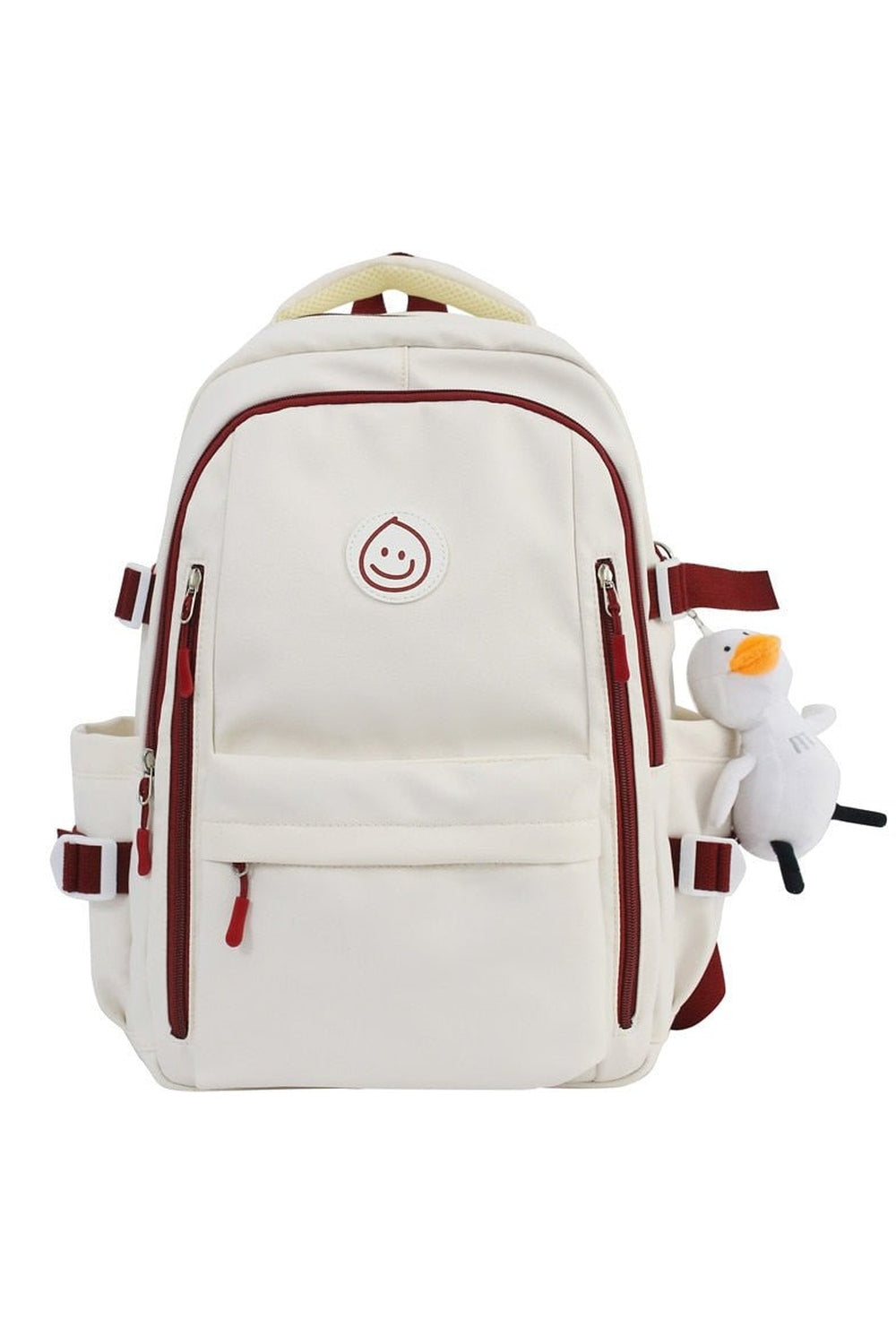 Large Cute College Backpack White with red Shoptery