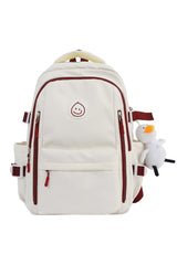 Large Cute College Backpack White with red Shoptery