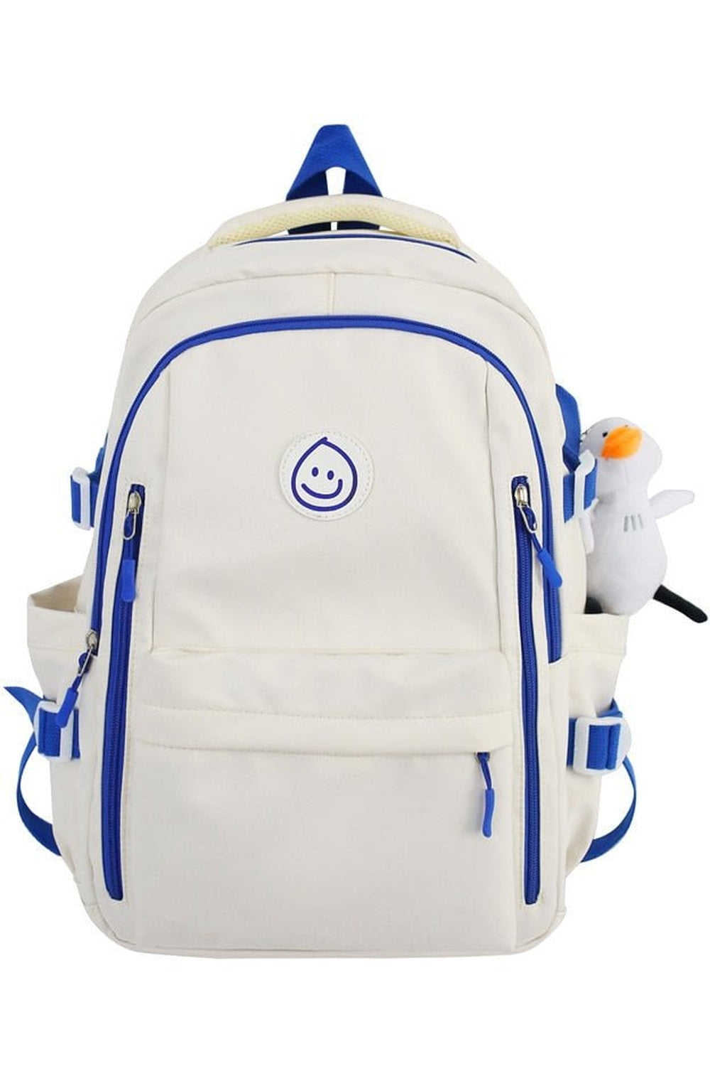 Large Cute College Backpack White with blue Shoptery