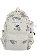 Large Cute College Backpack White printing Shoptery