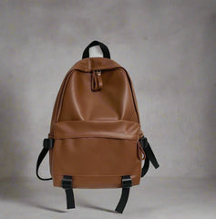 Aesthetic Leather Rucksack School Backpack 68brown Shoptery