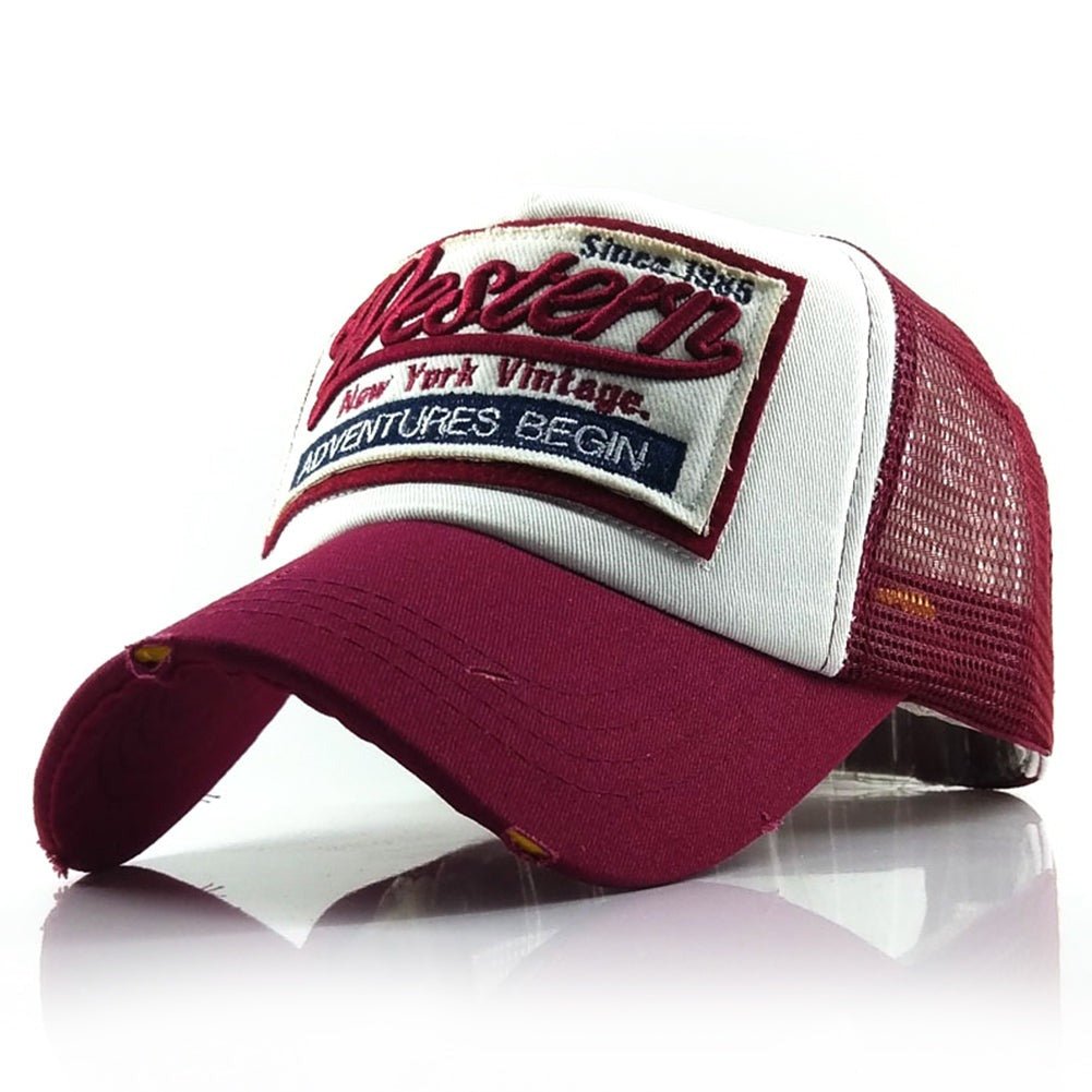 Letter Embroidery Mesh Baseball Cap - Hats