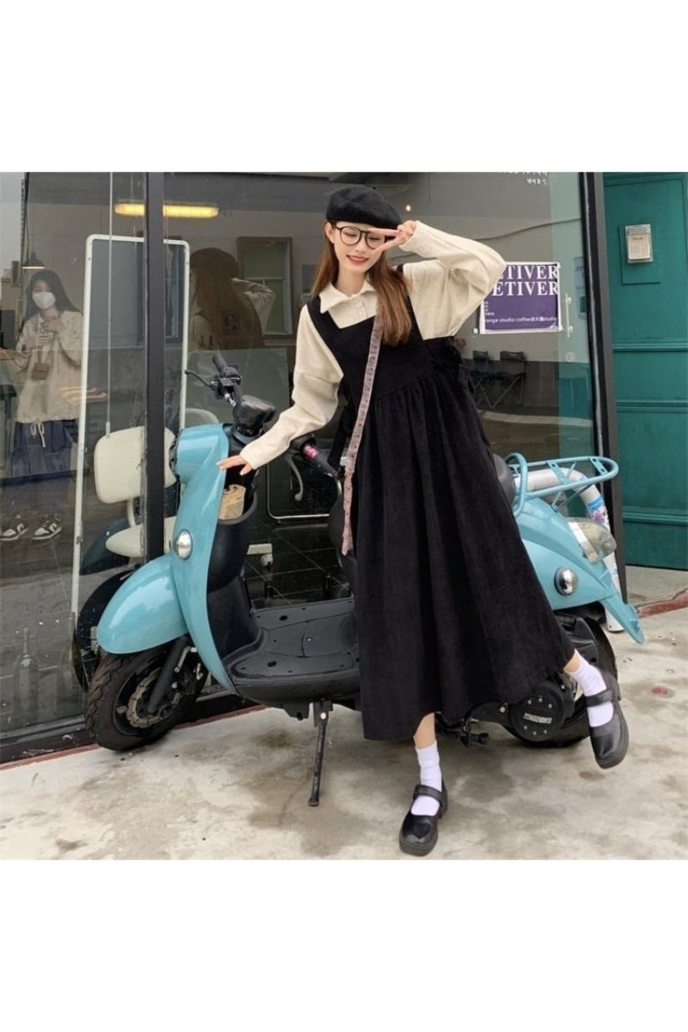 Light Academia Retro Midi Dress Shoptery