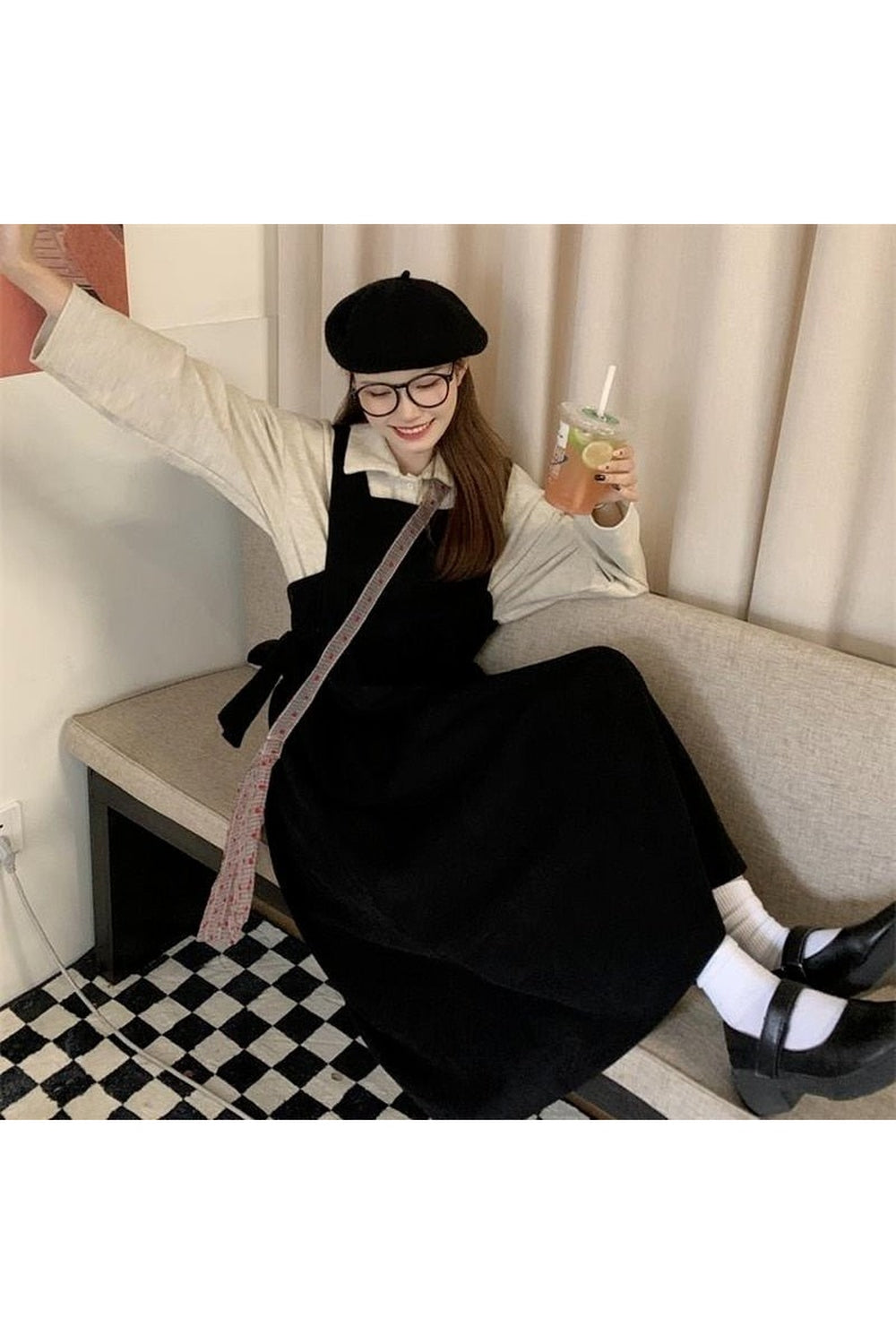 Light Academia Retro Midi Dress Shoptery