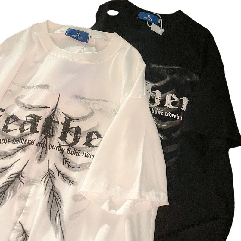 Light Feather Skull T-shirt - T-shirts
