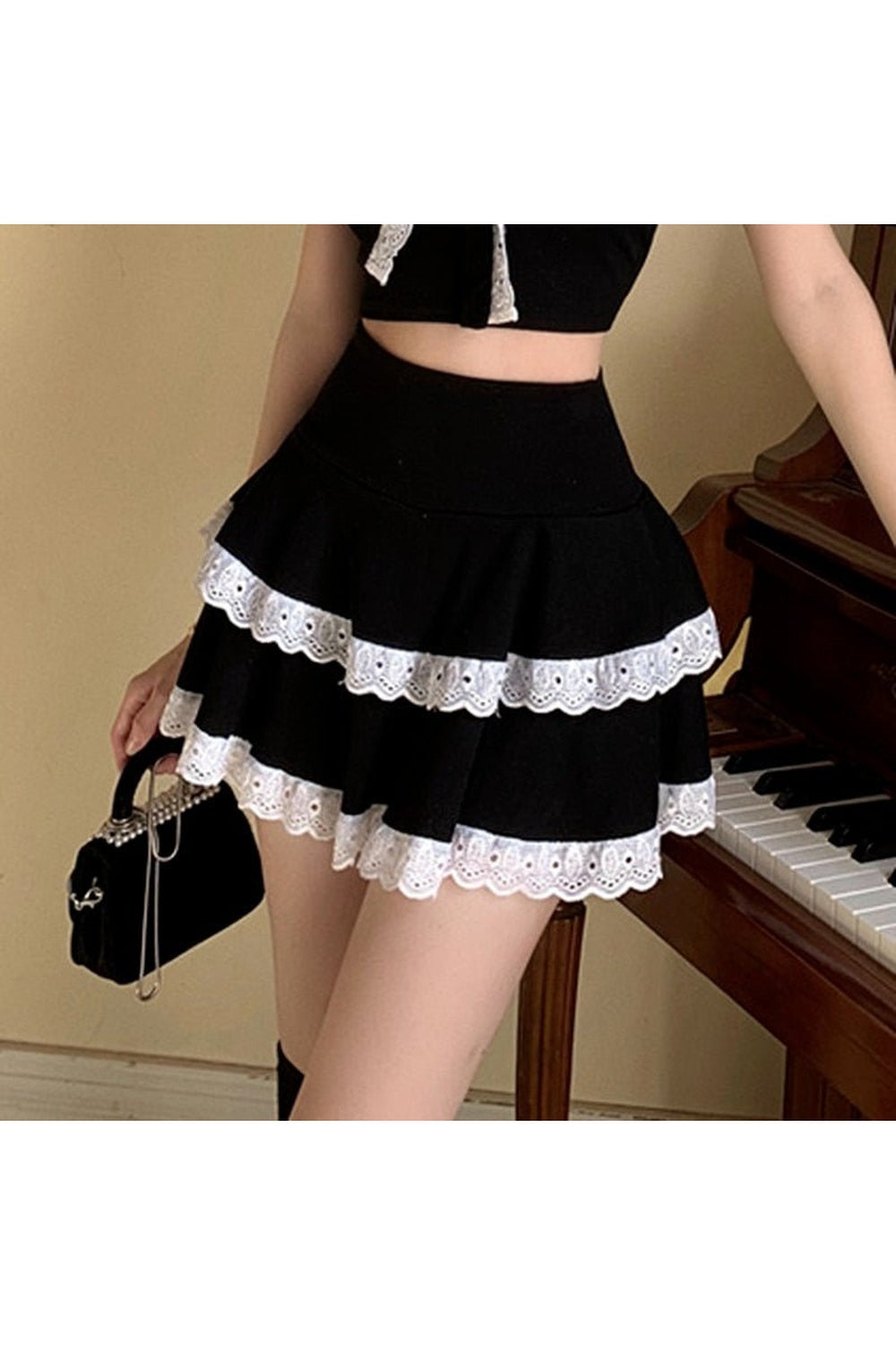 Kawaii Goth Mini Skirt black Shoptery