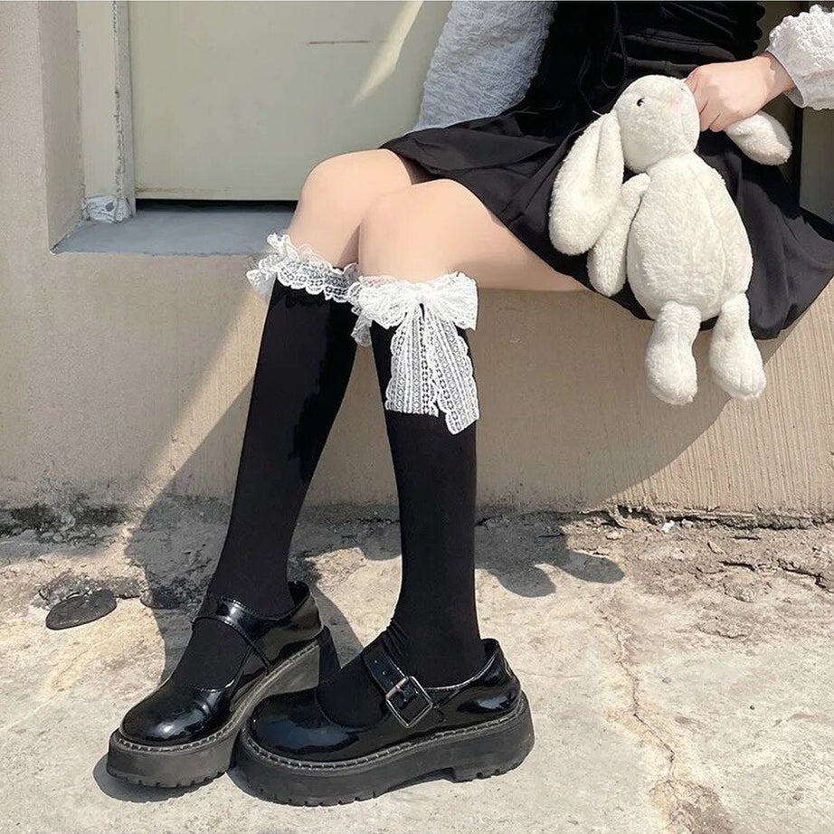 Kawaii Lace Bow Socks Shoptery