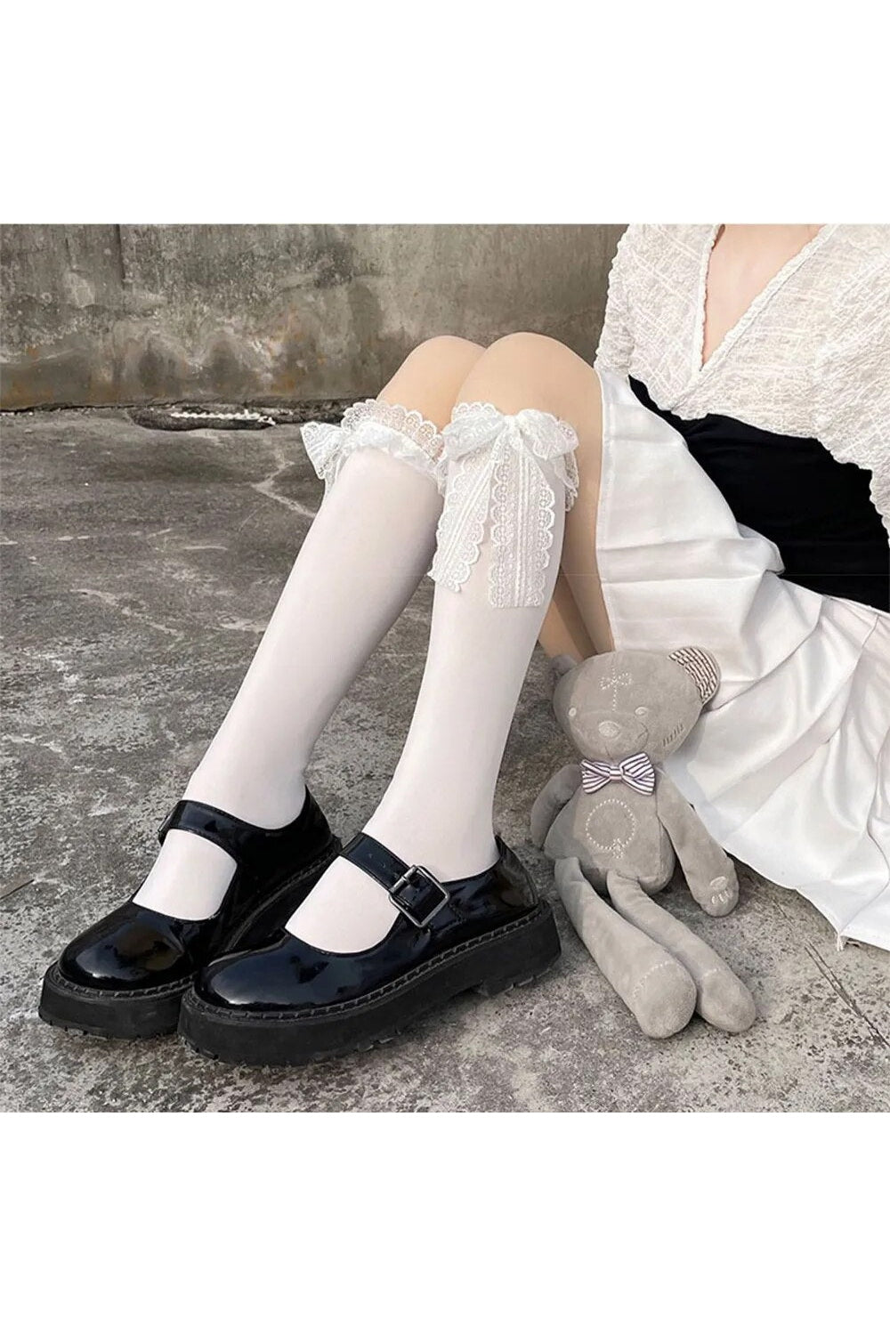 Kawaii Lace Bow Socks Shoptery