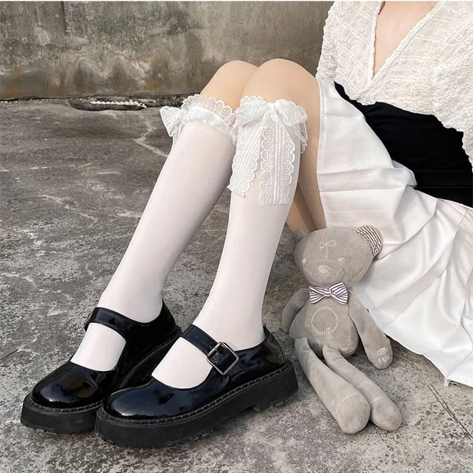 Kawaii Lace Bow Socks Shoptery