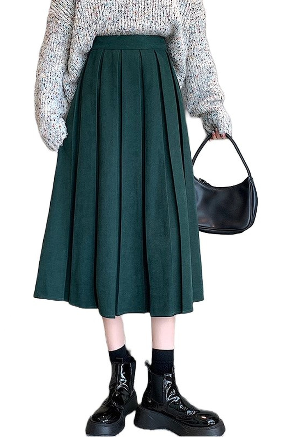 Long Midi Green Skirt - Skirts