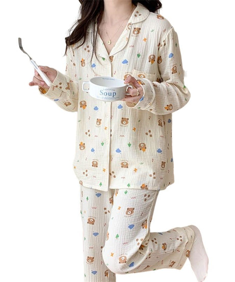 Long Sleeve Bear Print Pajama - Pajamas