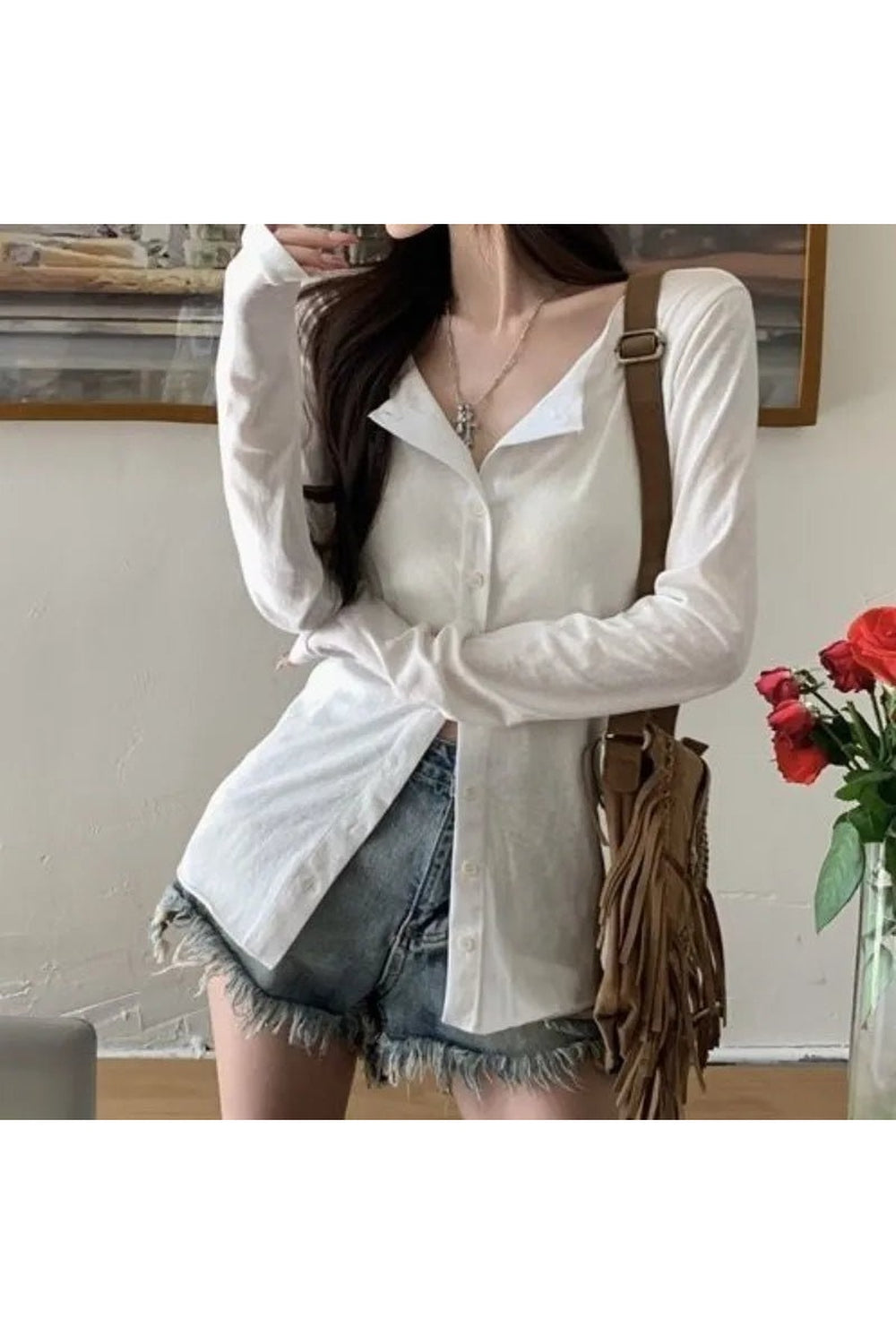 Retro Long Sleeve Elegant Blouse Shoptery