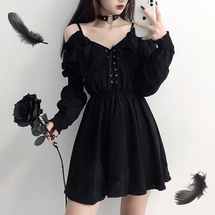 Long Sleeve Gothic Dress - Dresses