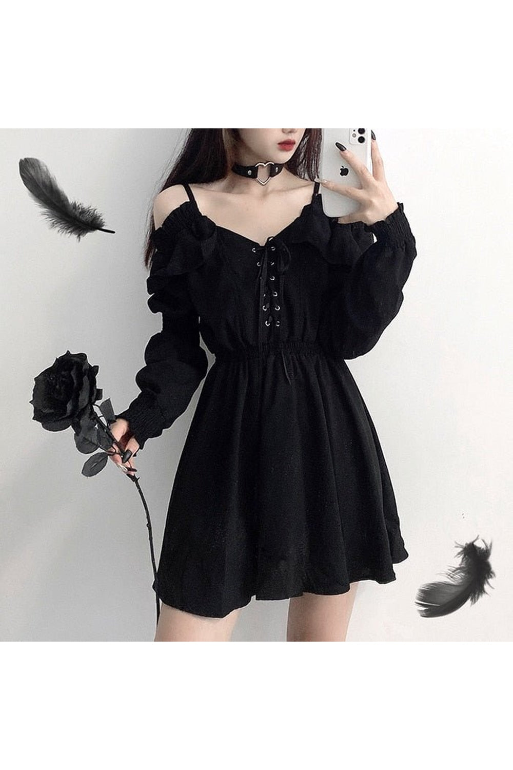 Long Sleeve Gothic Dress - Dresses