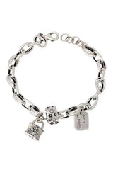 Edgy Lucky Charm Silver Bracelet Shoptery