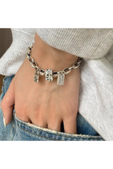 Edgy Lucky Charm Silver Bracelet Shoptery